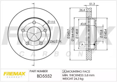 Тормозной диск FREMAX BD-5552