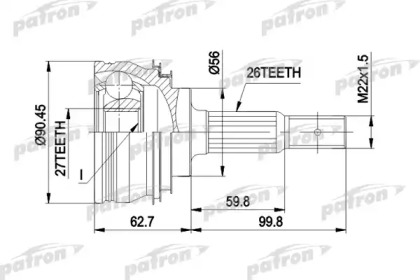 PATRON PCV1207 Шарнирный комплект, приводной вал