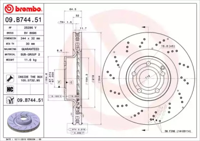 Тормозной диск BREMBO 09.B744.51